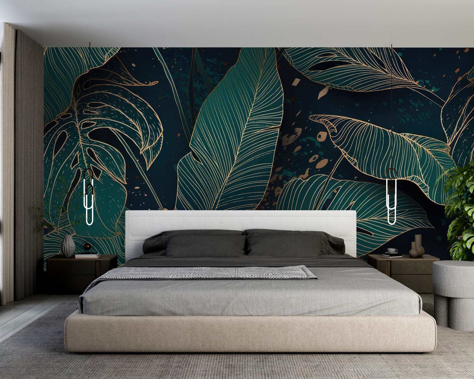 Fotobehang grote groene bladeren