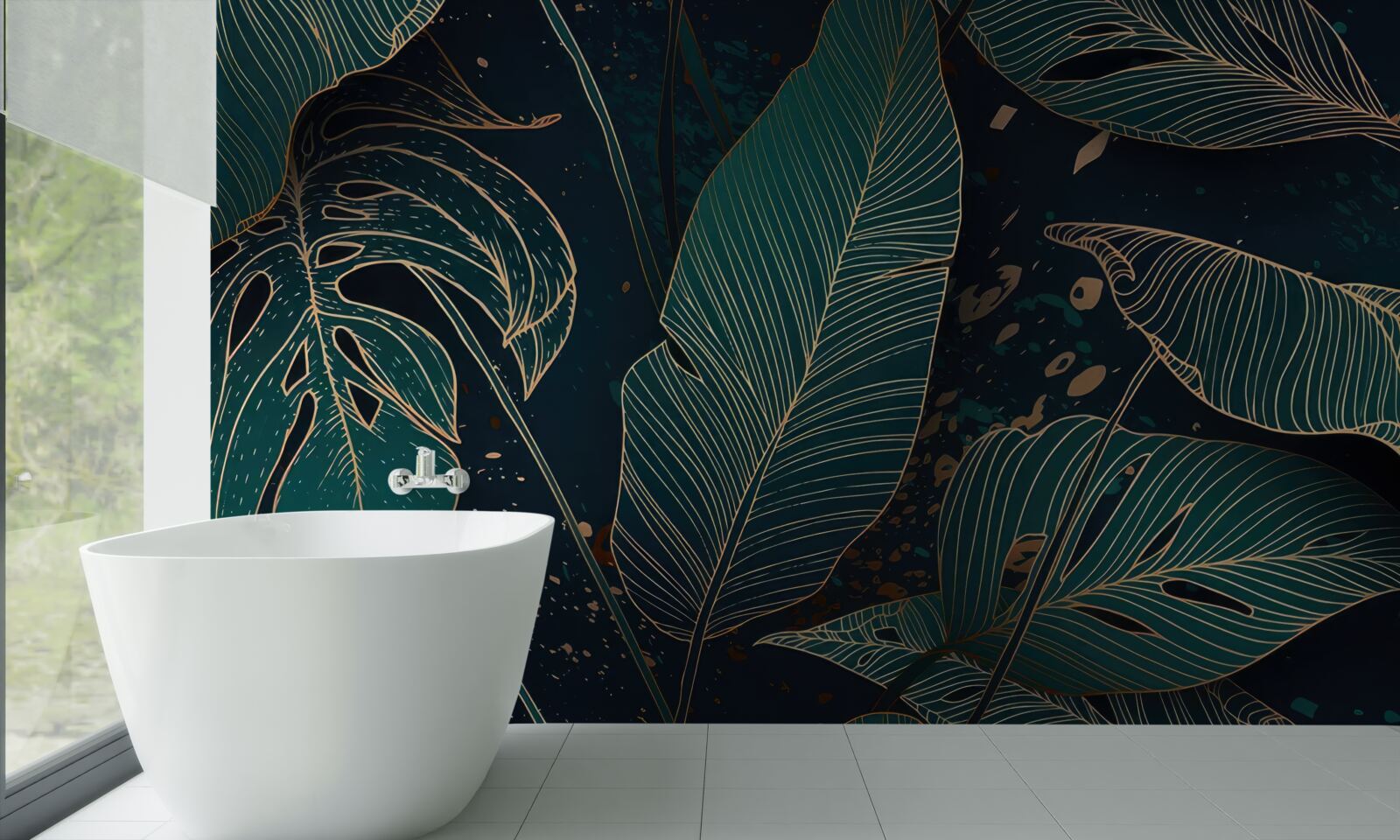 Fotobehang grote groene bladeren