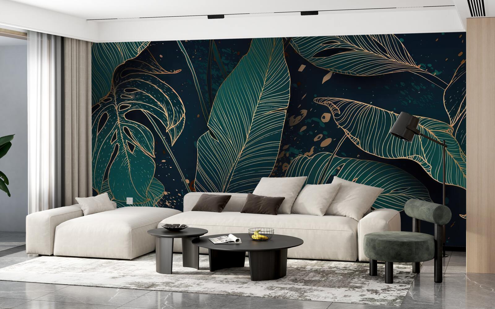 Fotobehang grote groene bladeren