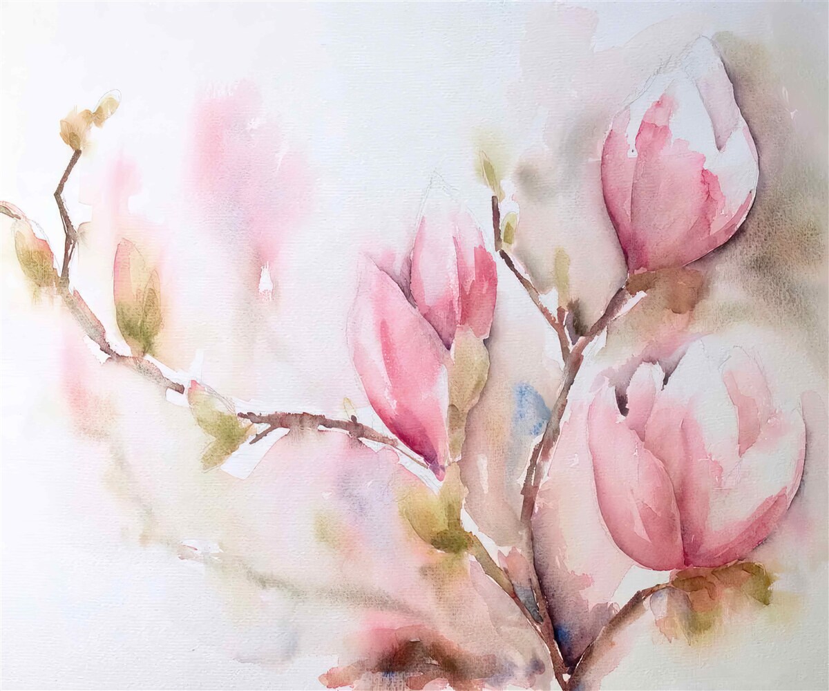 Fotobehang roze knoppen