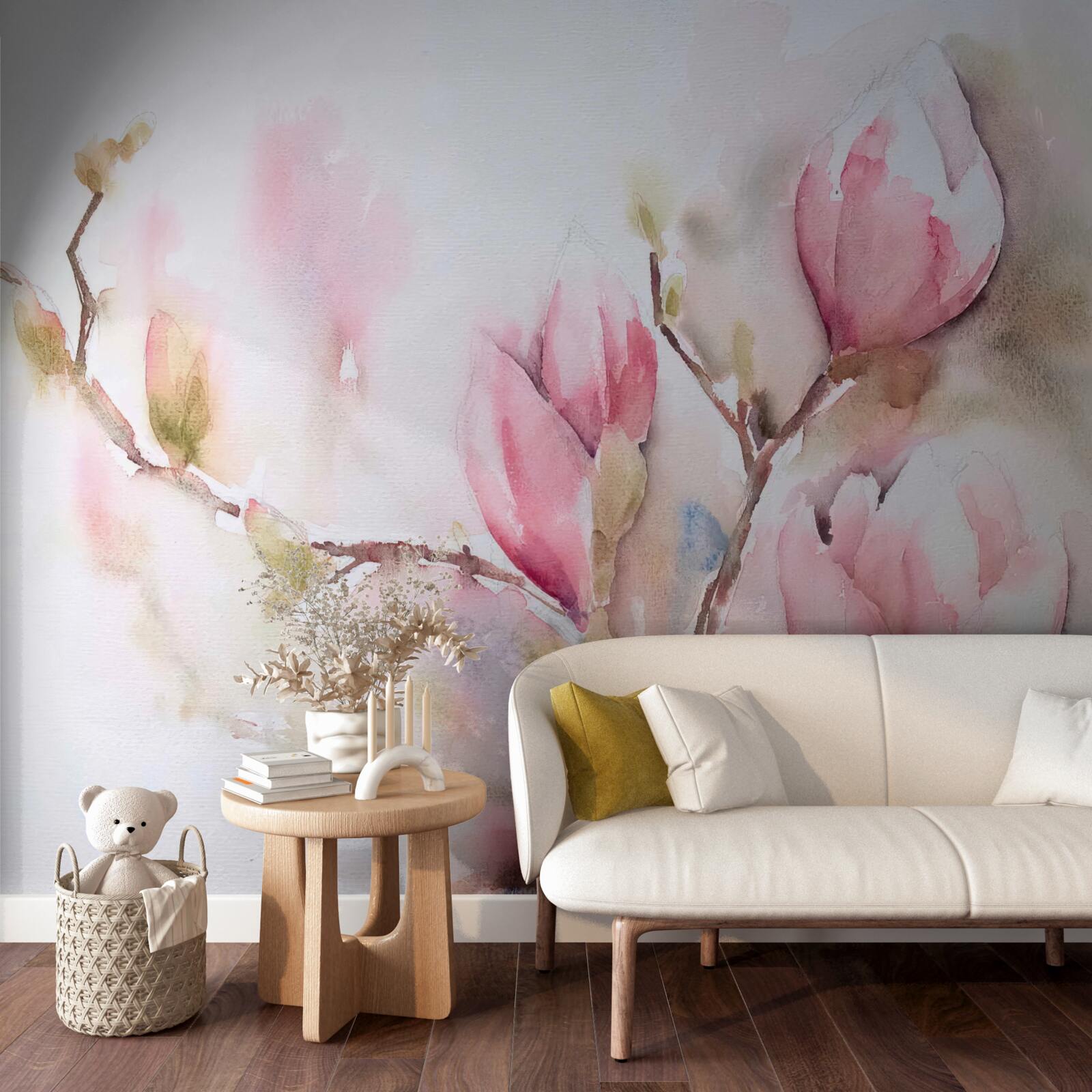 Fotobehang roze knoppen