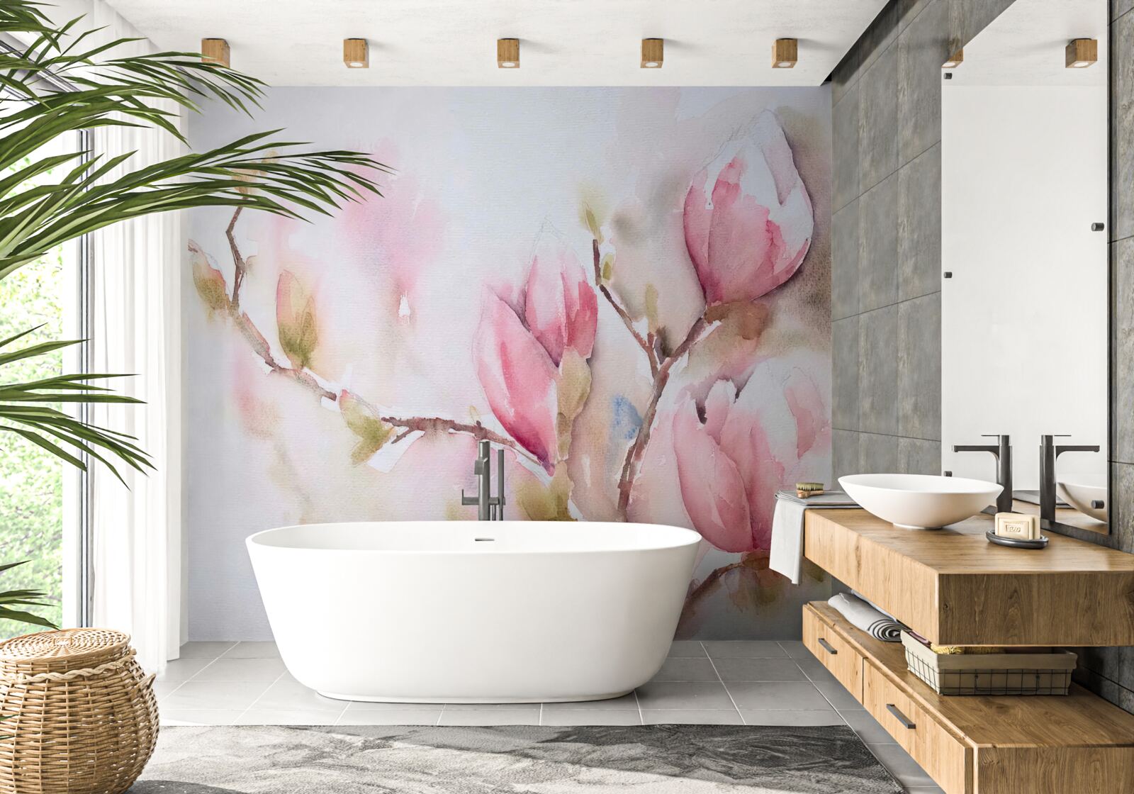 Fotobehang roze knoppen