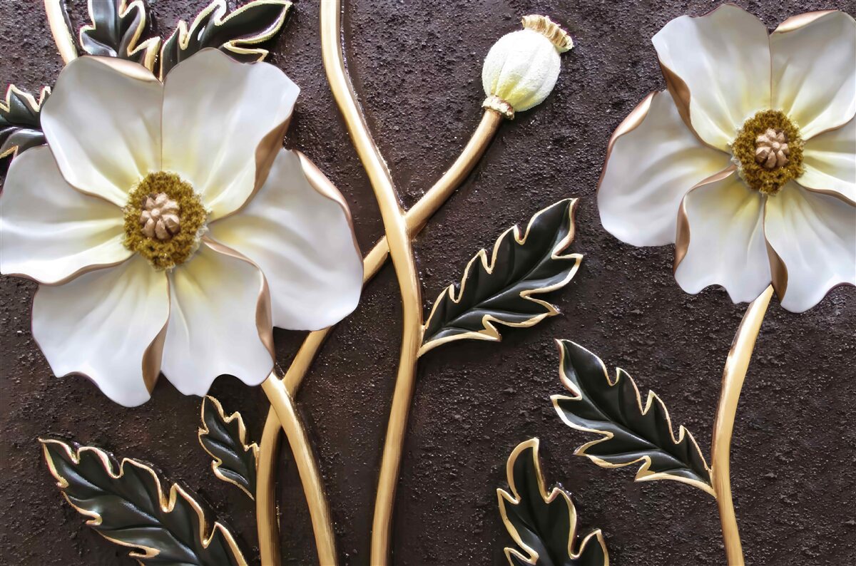 Fotobehang grote witte bloemen