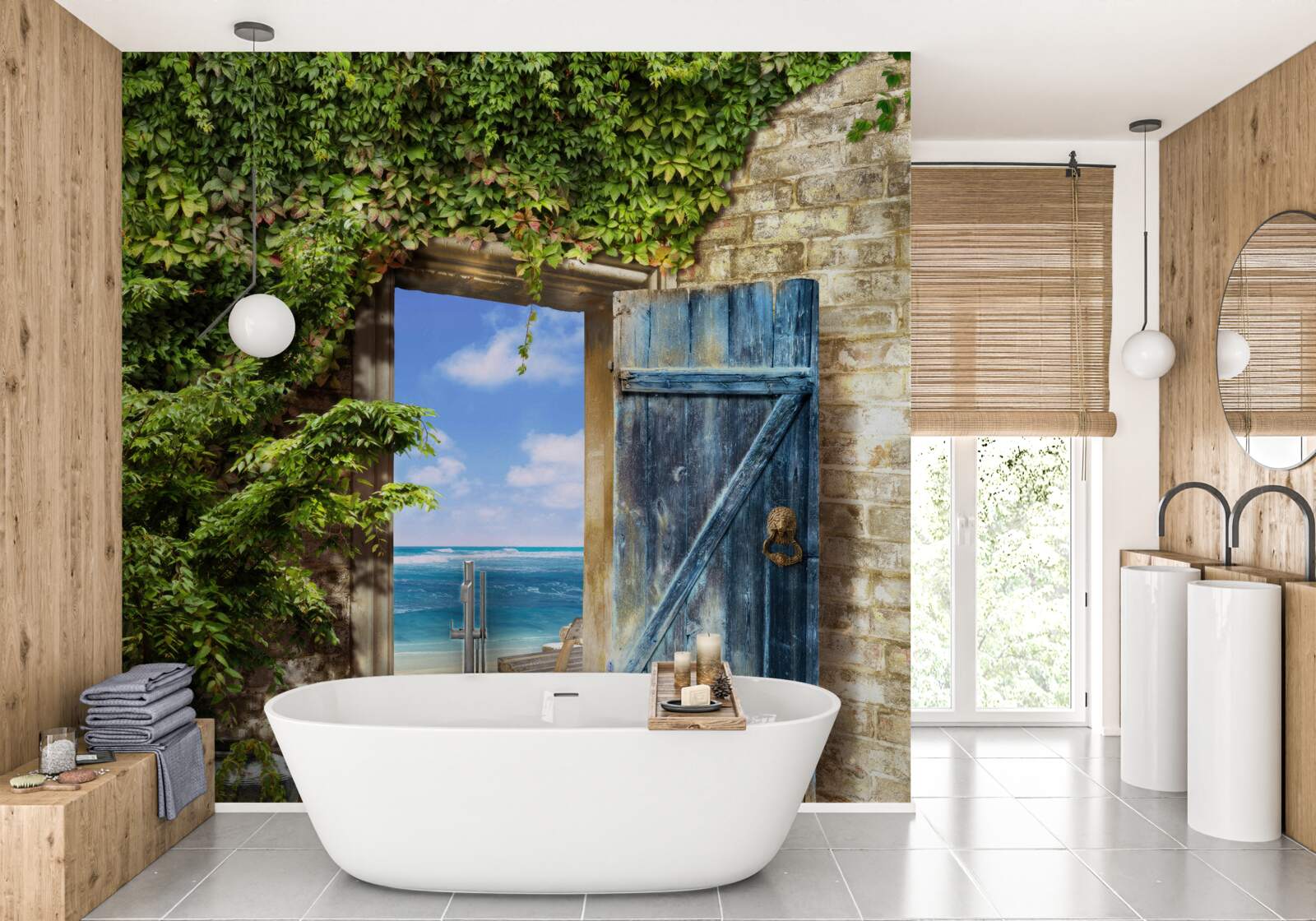 Fotobehang gezellig huis aan zee