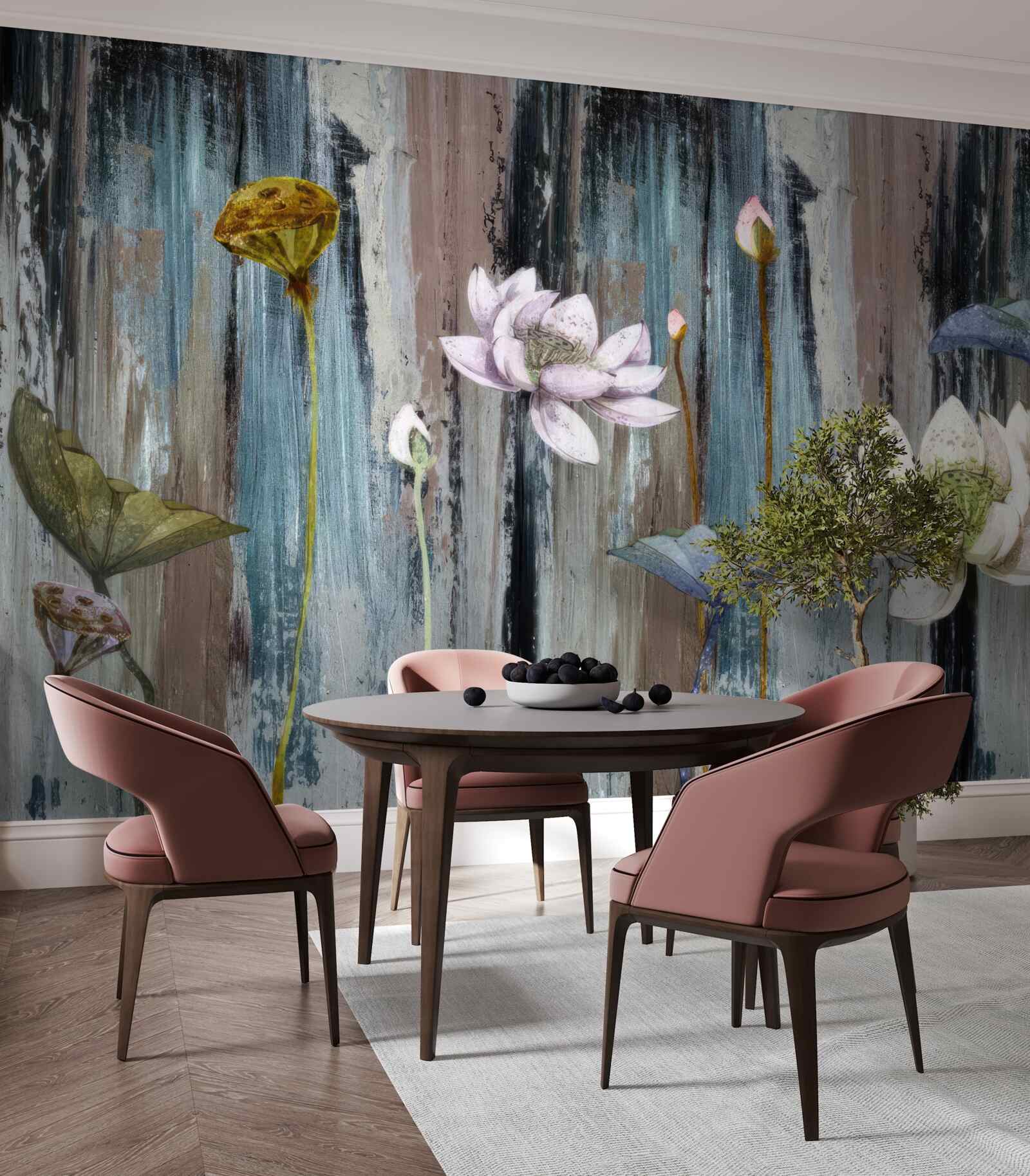 Fotobehang verven en bloemenstreken