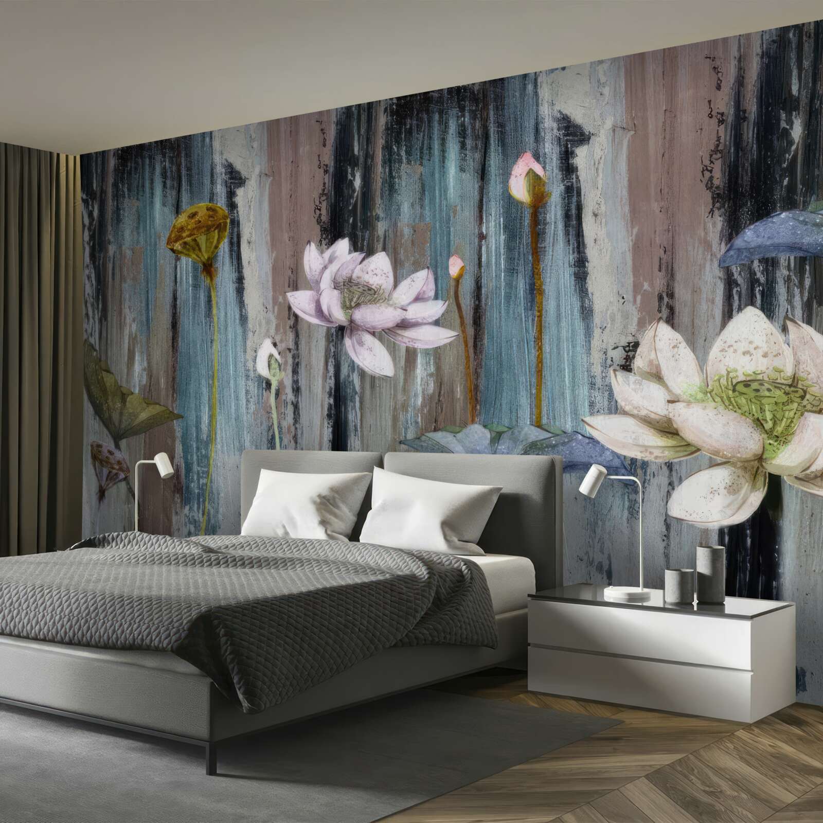 Fotobehang verven en bloemenstreken