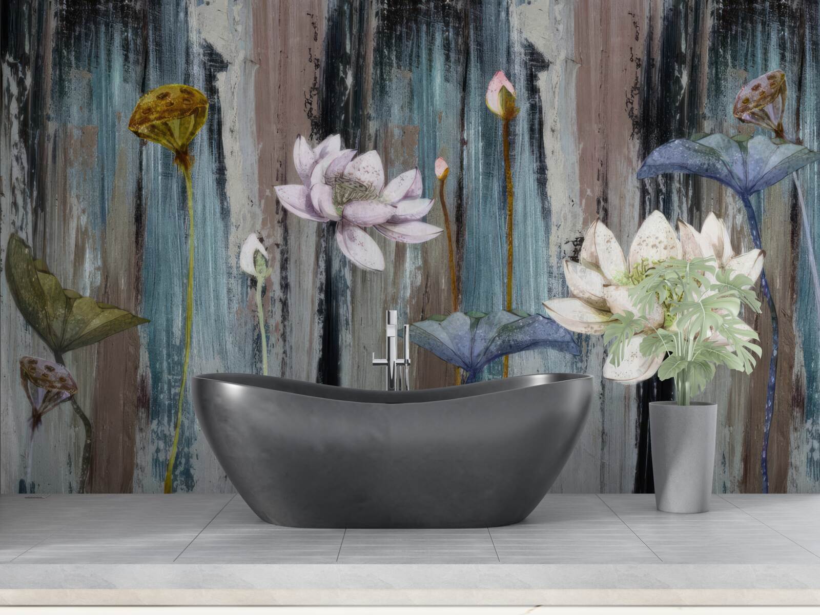 Fotobehang verven en bloemenstreken