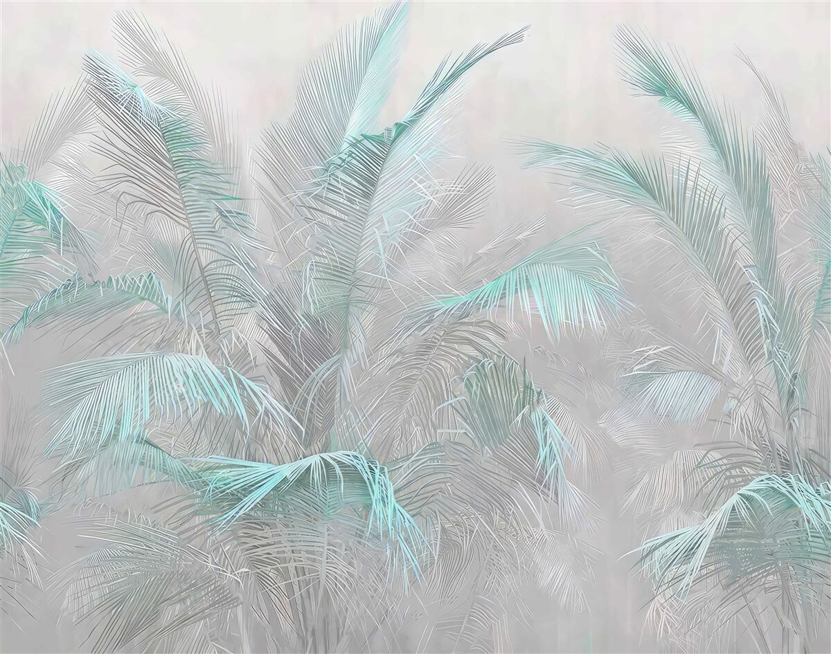 Fotobehang mist die de bladeren omhult