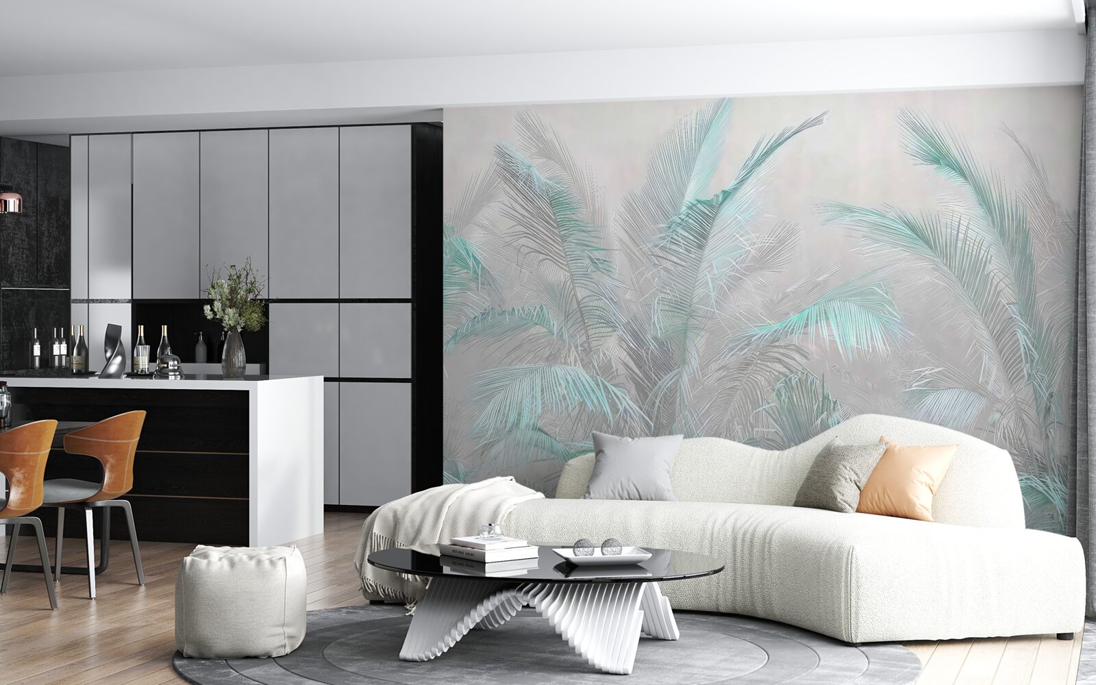 Fotobehang mist die de bladeren omhult