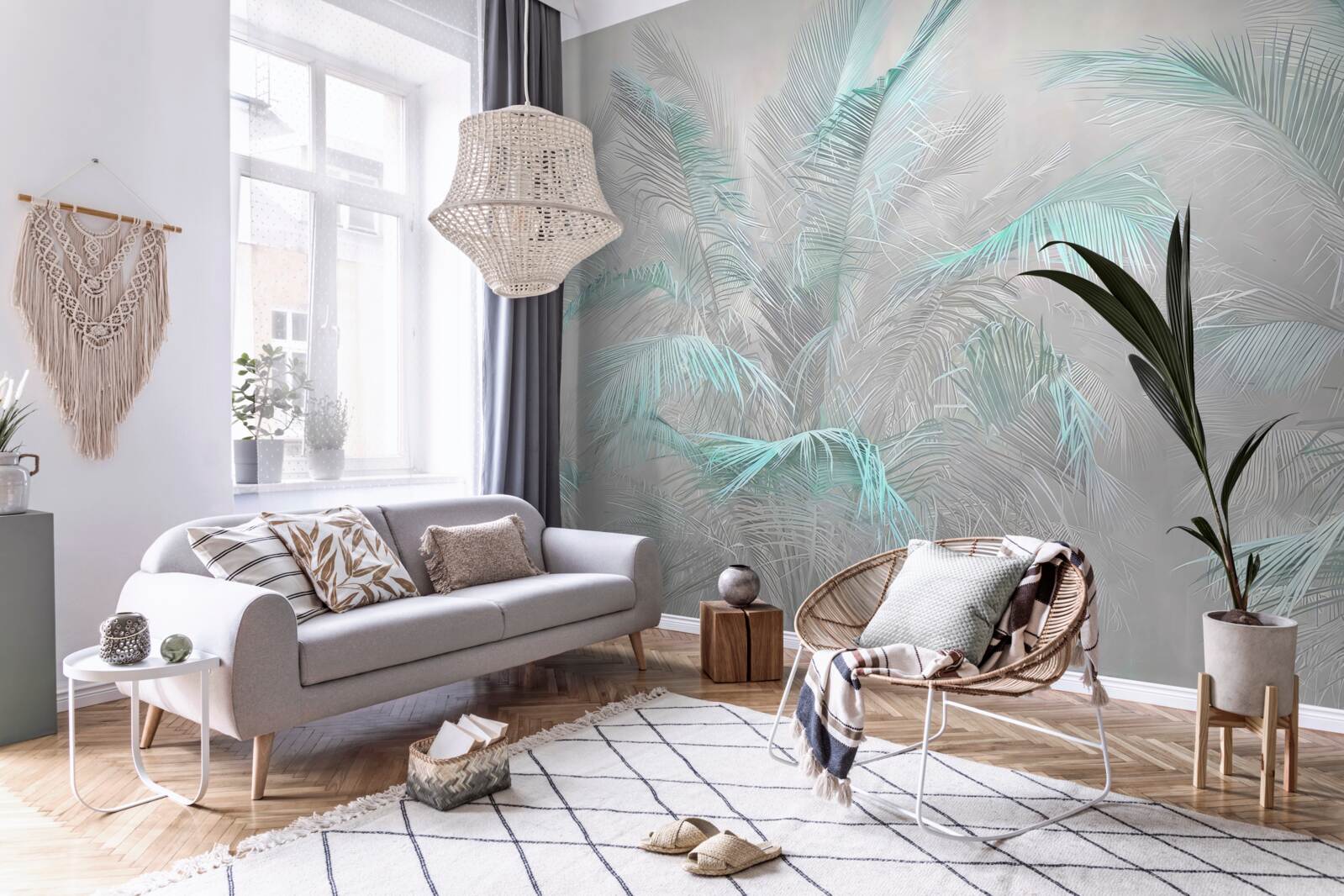 Fotobehang mist die de bladeren omhult