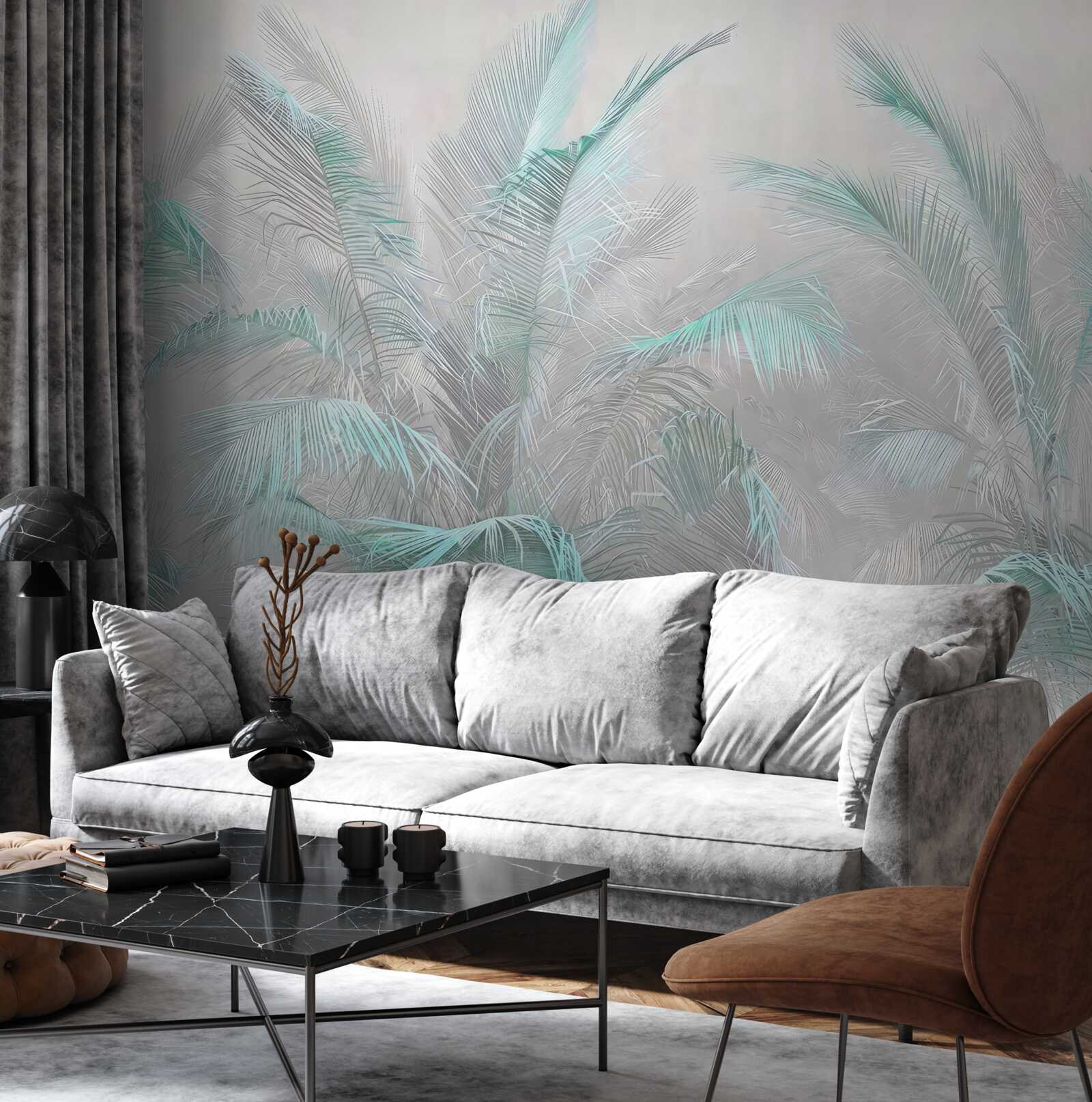 Fotobehang mist die de bladeren omhult