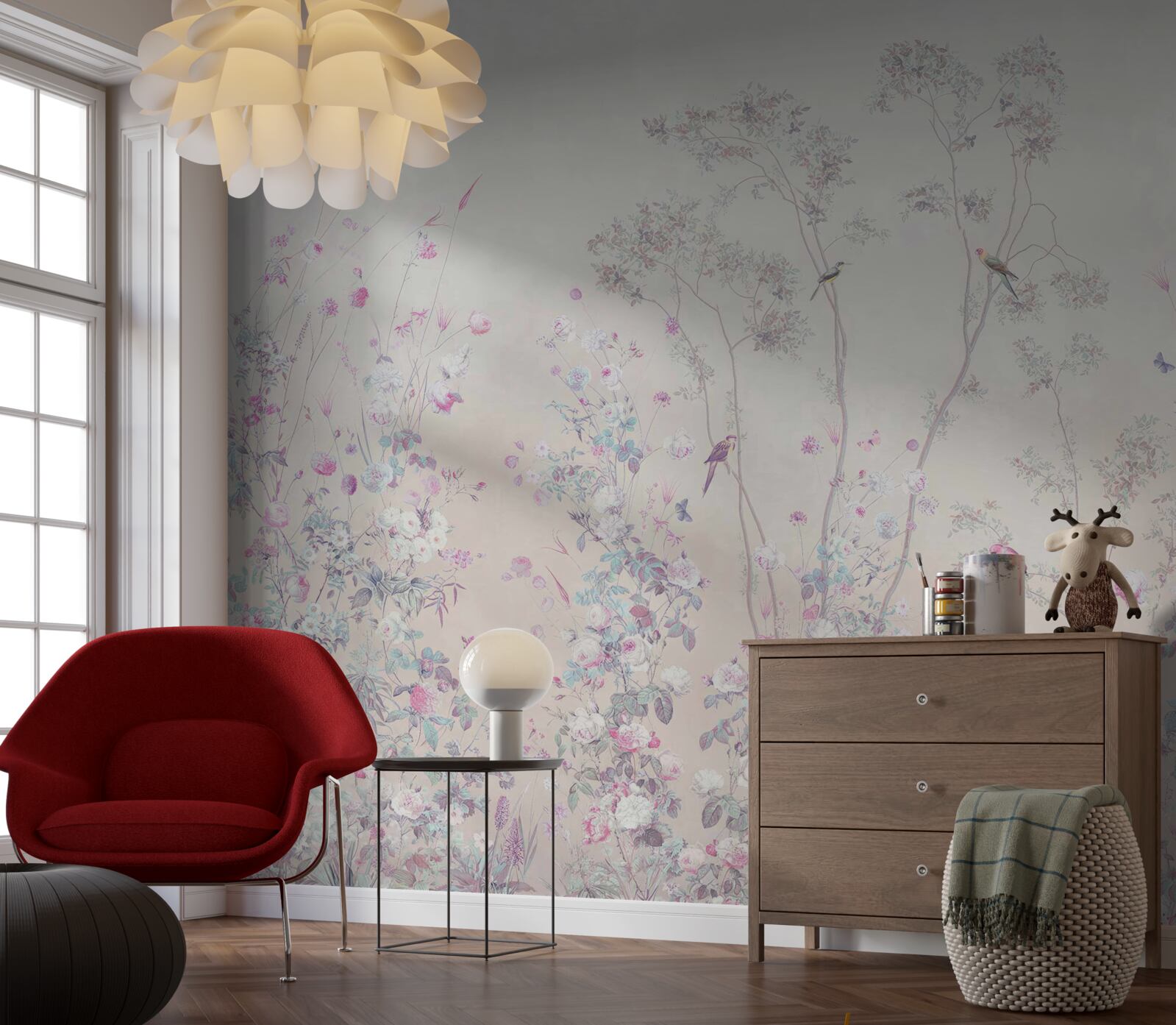 Fotobehang vogels op boomtakken