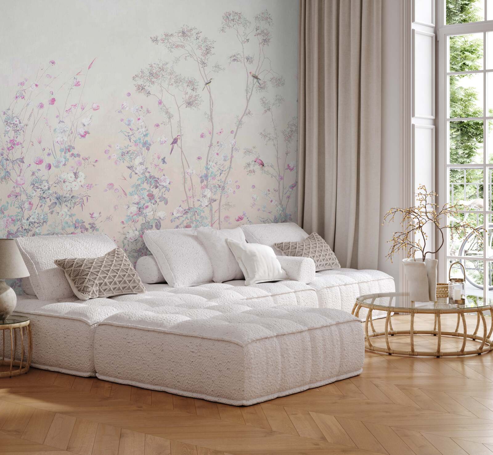 Fotobehang vogels op boomtakken