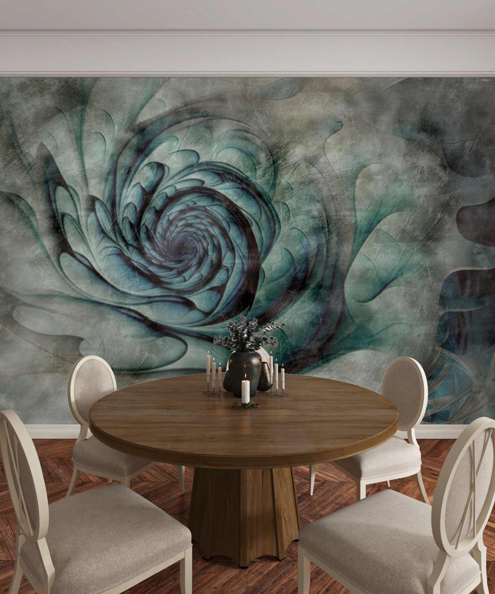 Fotobehang penseelstreken die een afbeelding van een bloem maken