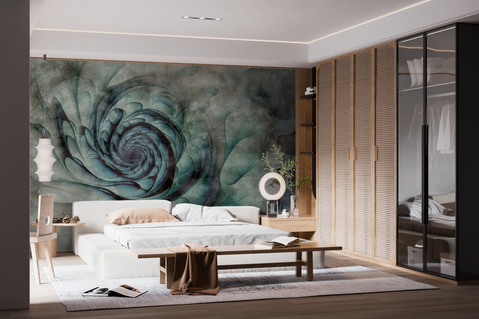 Fotobehang penseelstreken die een afbeelding van een bloem maken