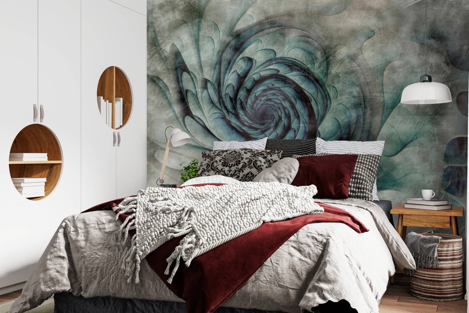 Fotobehang penseelstreken die een afbeelding van een bloem maken