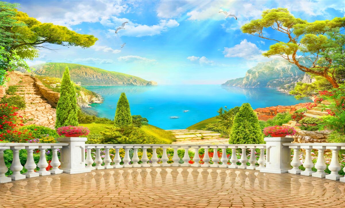 Fotobehang betoverend landschap vanaf het observatiedek