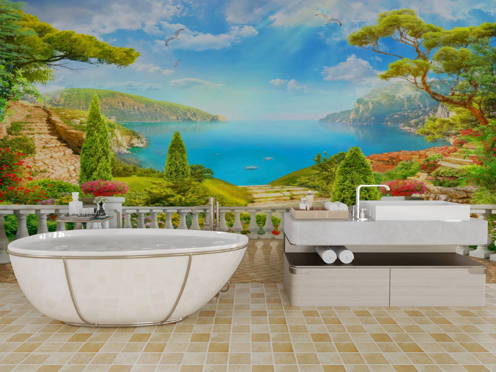 Fotobehang betoverend landschap vanaf het observatiedek