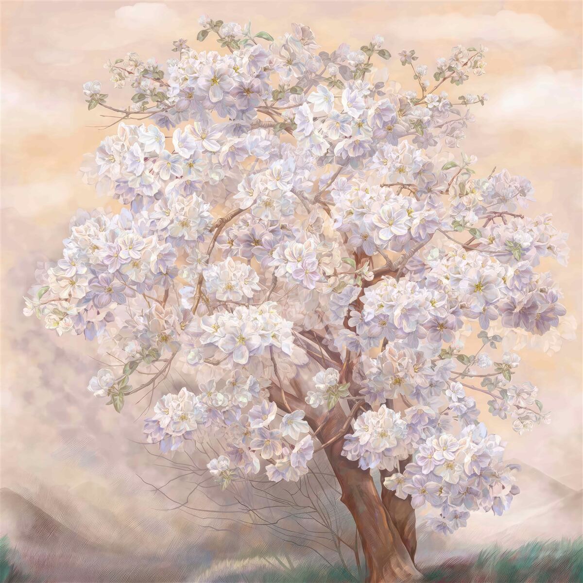 Fotobehang Grote boom in bloei