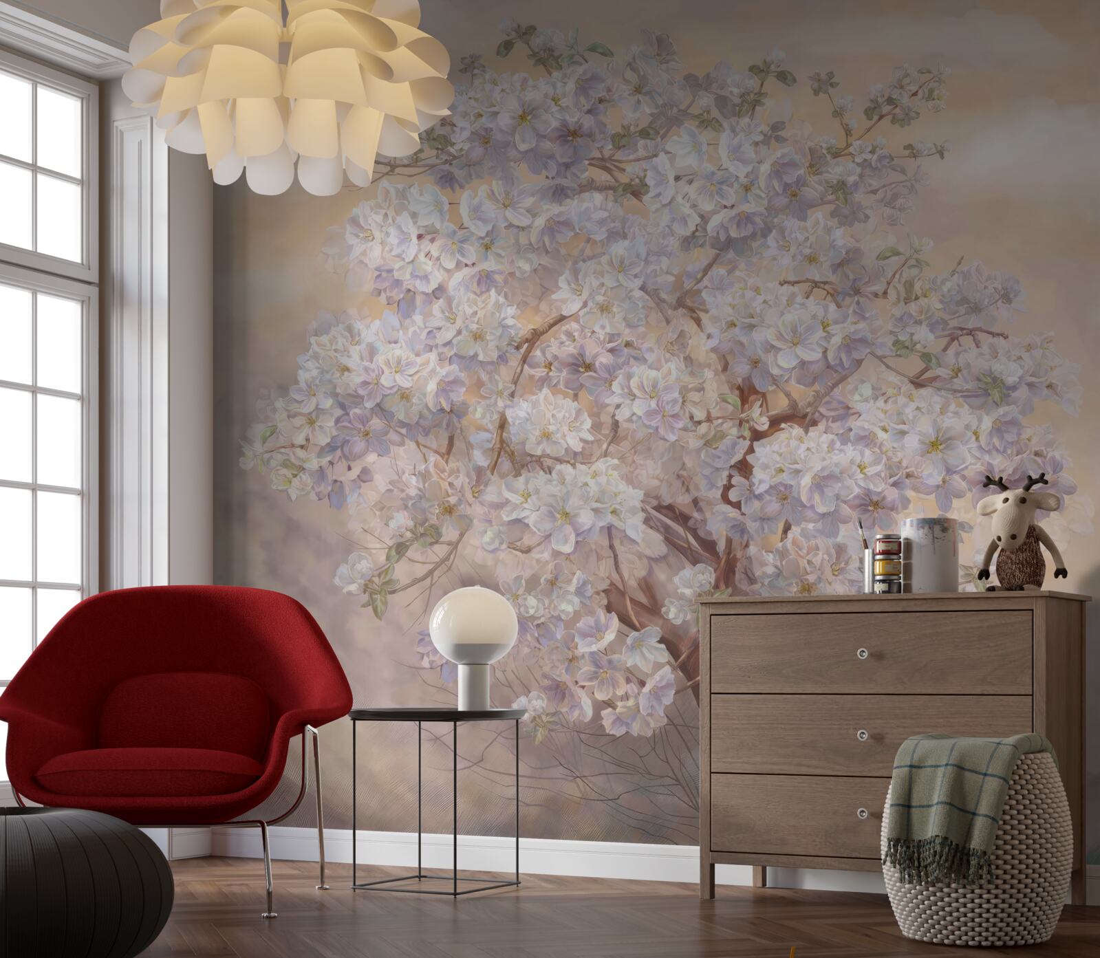 Fotobehang Grote boom in bloei