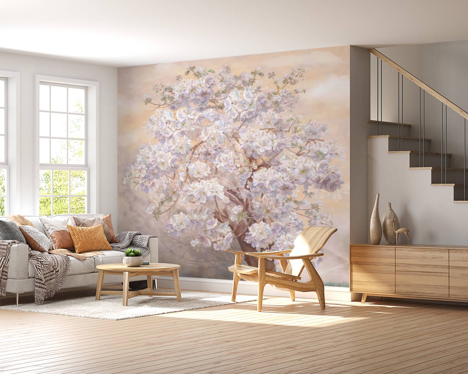 Fotobehang Grote boom in bloei