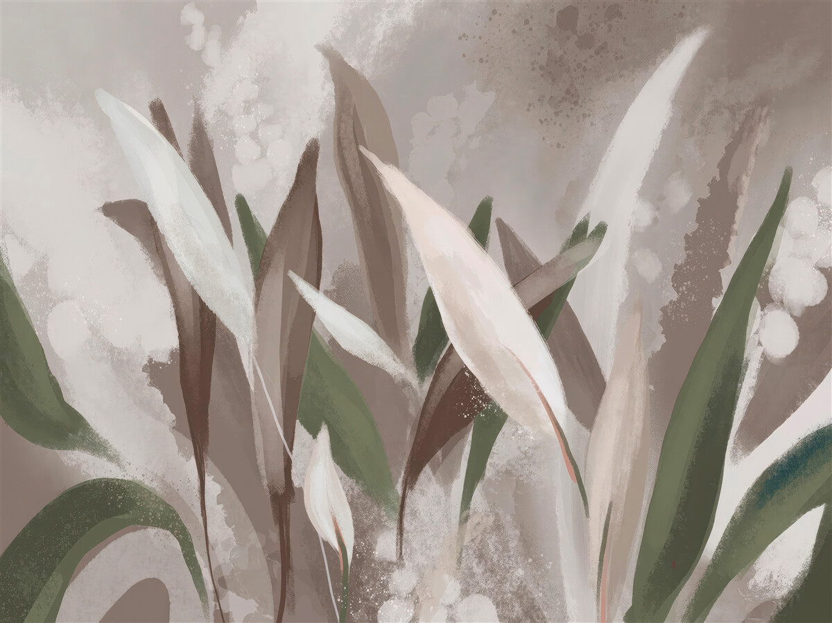 Fotobehang bladeren van verschillende groottes en tinten