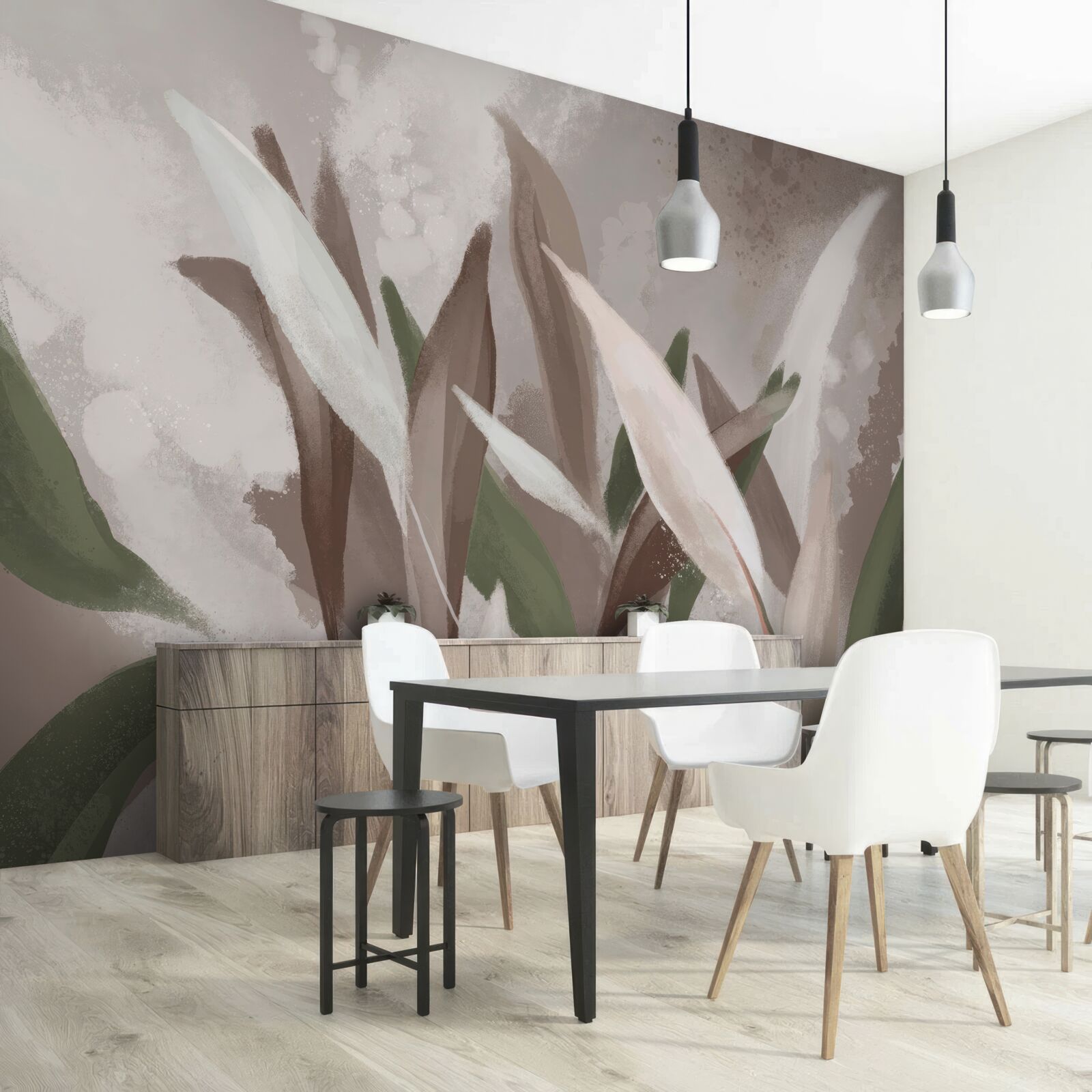 Fotobehang bladeren van verschillende groottes en tinten