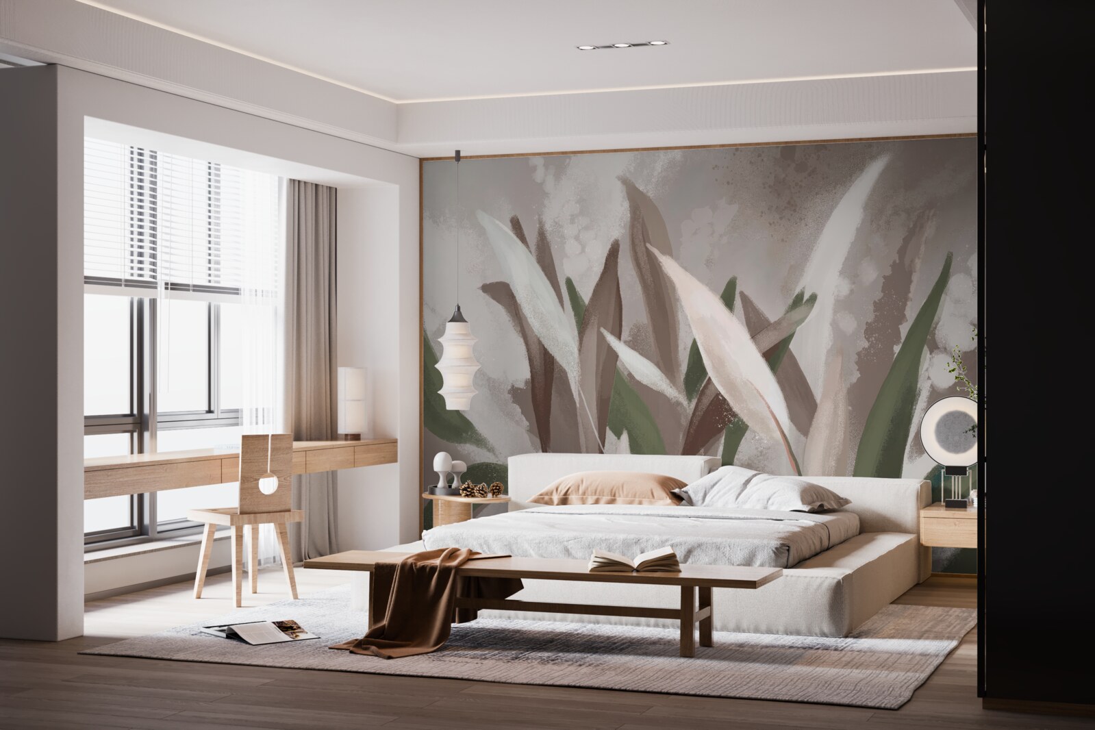 Fotobehang bladeren van verschillende groottes en tinten