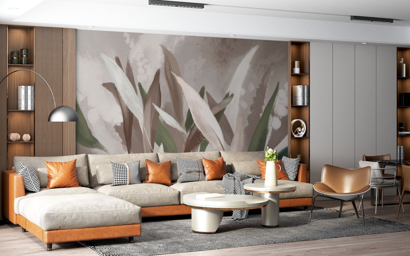 Fotobehang bladeren van verschillende groottes en tinten