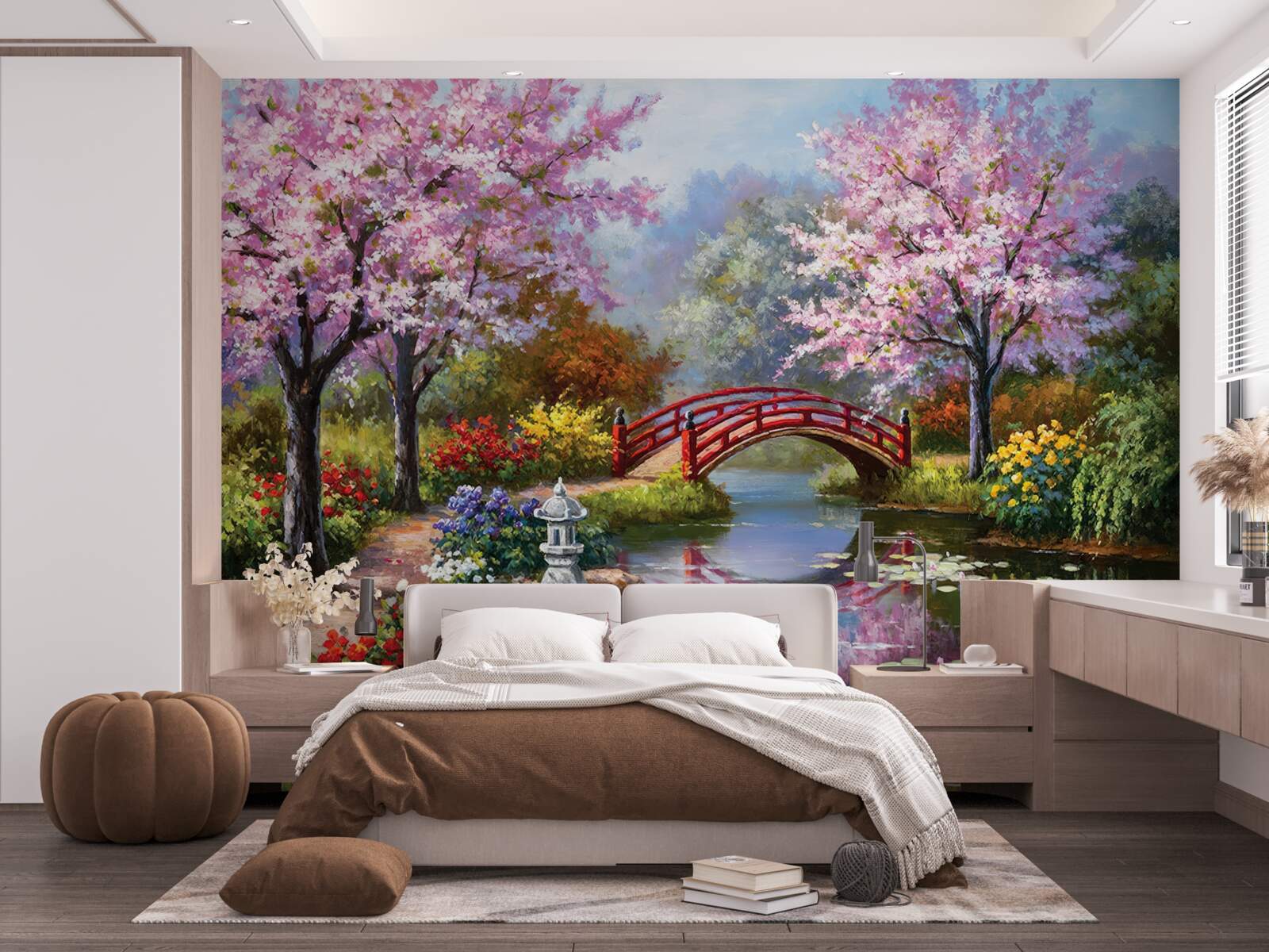 Fotobehang bloeiende tuin in Chinese stijl