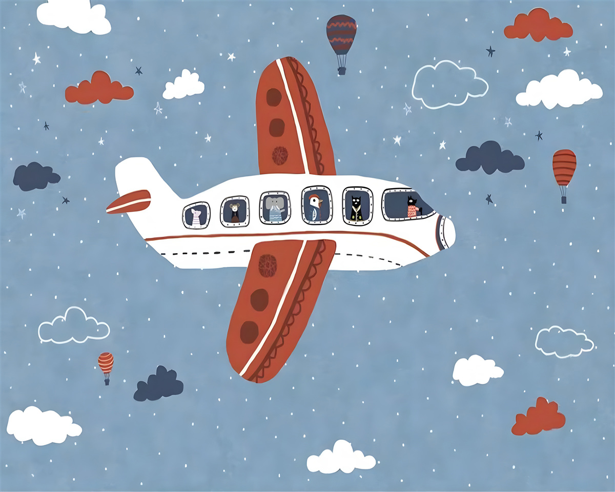 Fotobehang dieren kijken uit vliegtuigraampjes