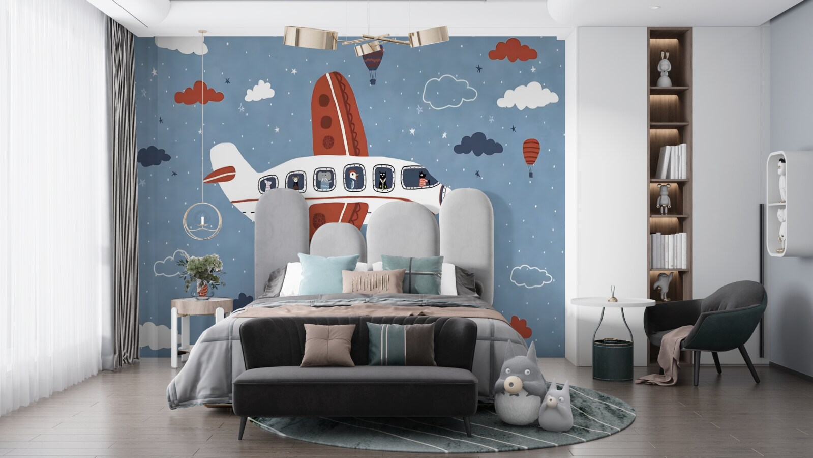 Fotobehang dieren kijken uit vliegtuigraampjes