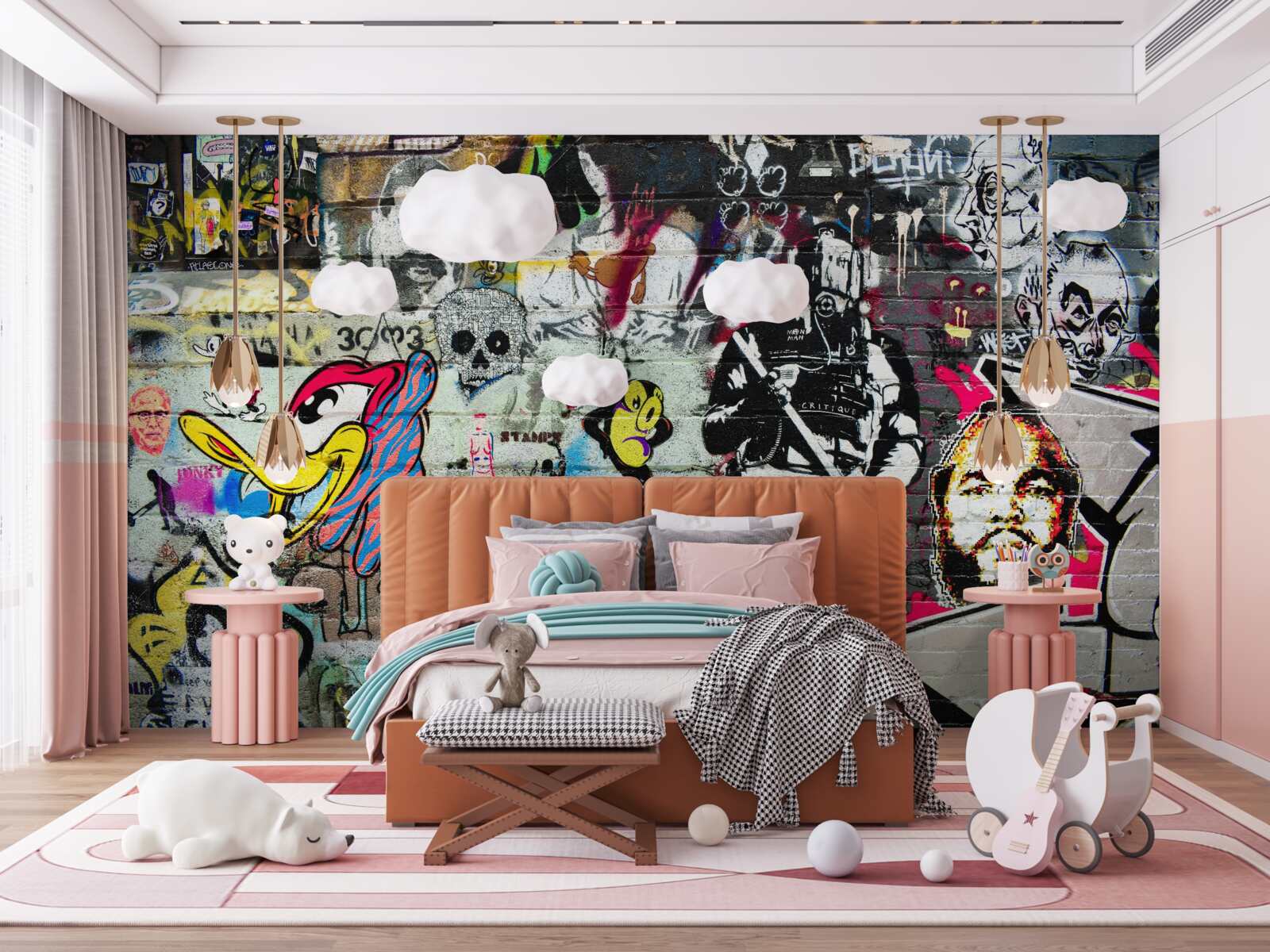 Fotobehang Muur versierd met graffiti