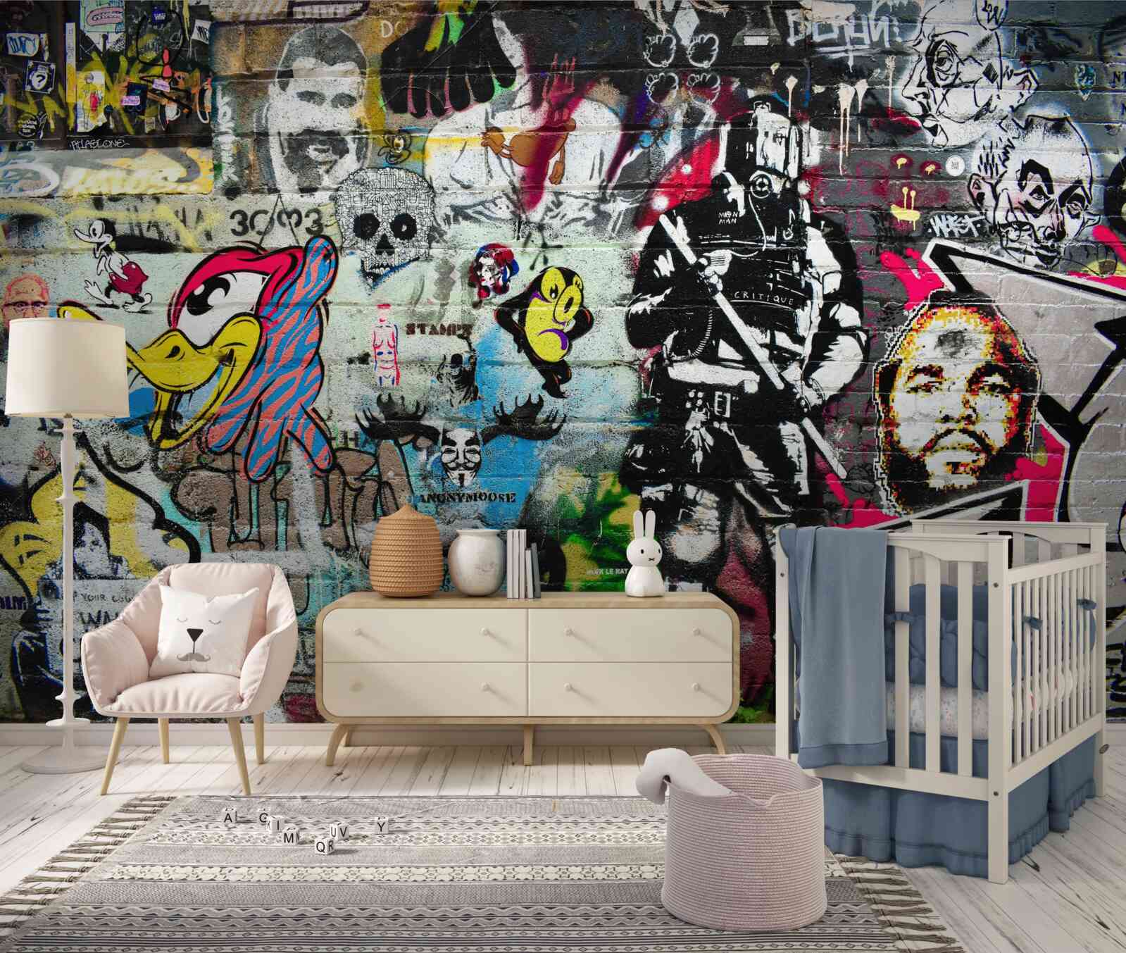 Fotobehang Muur versierd met graffiti