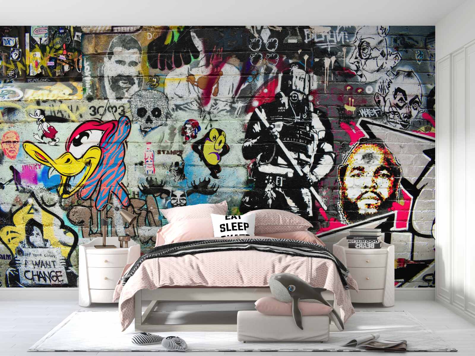 Fotobehang Muur versierd met graffiti