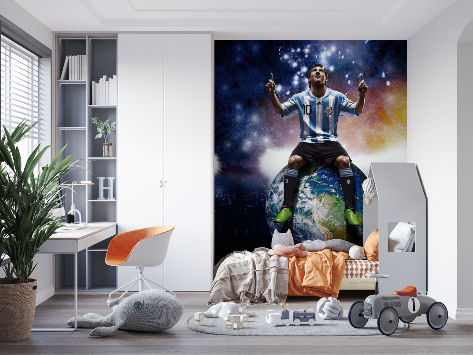 Fotobehang messi op de grond