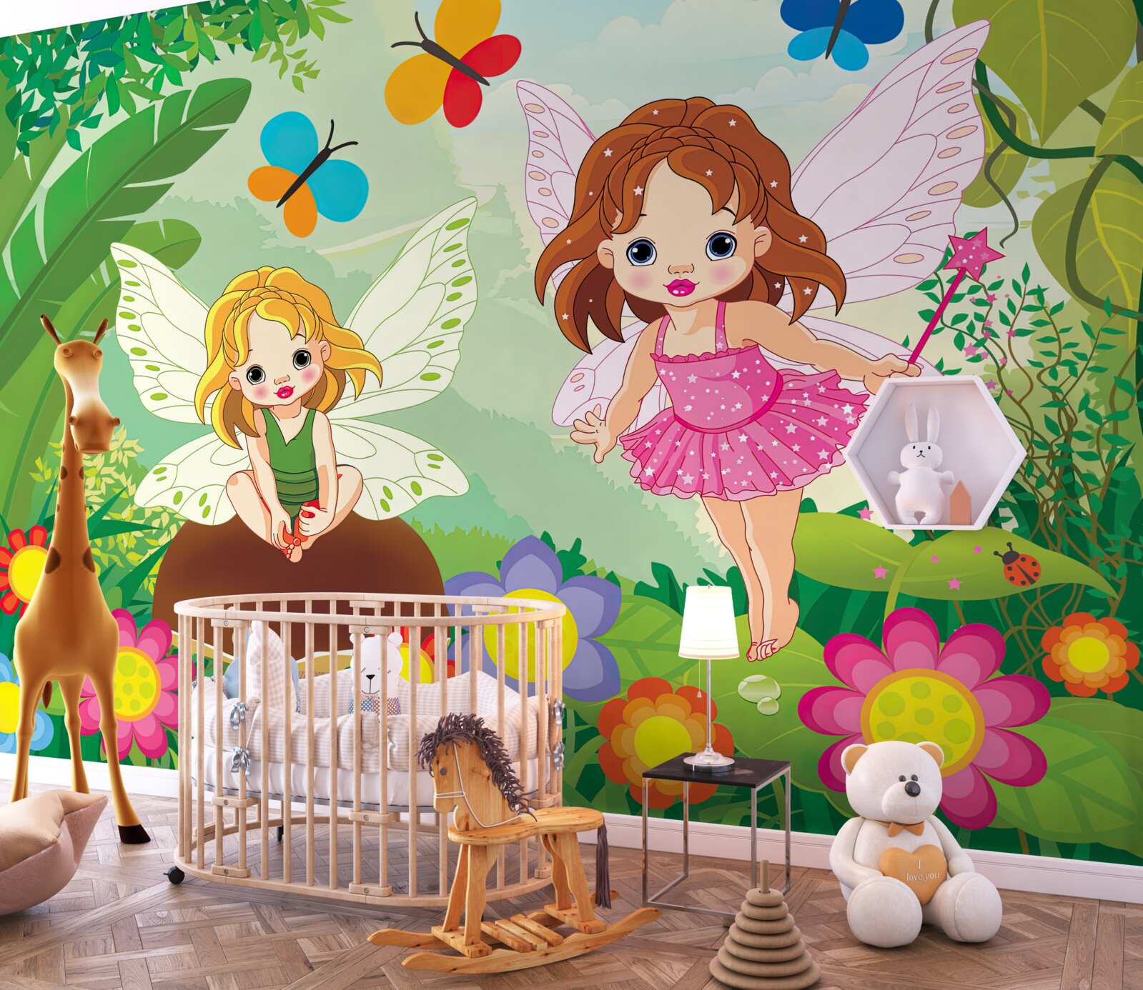 Fotobehang feeënmeisjes in het bos