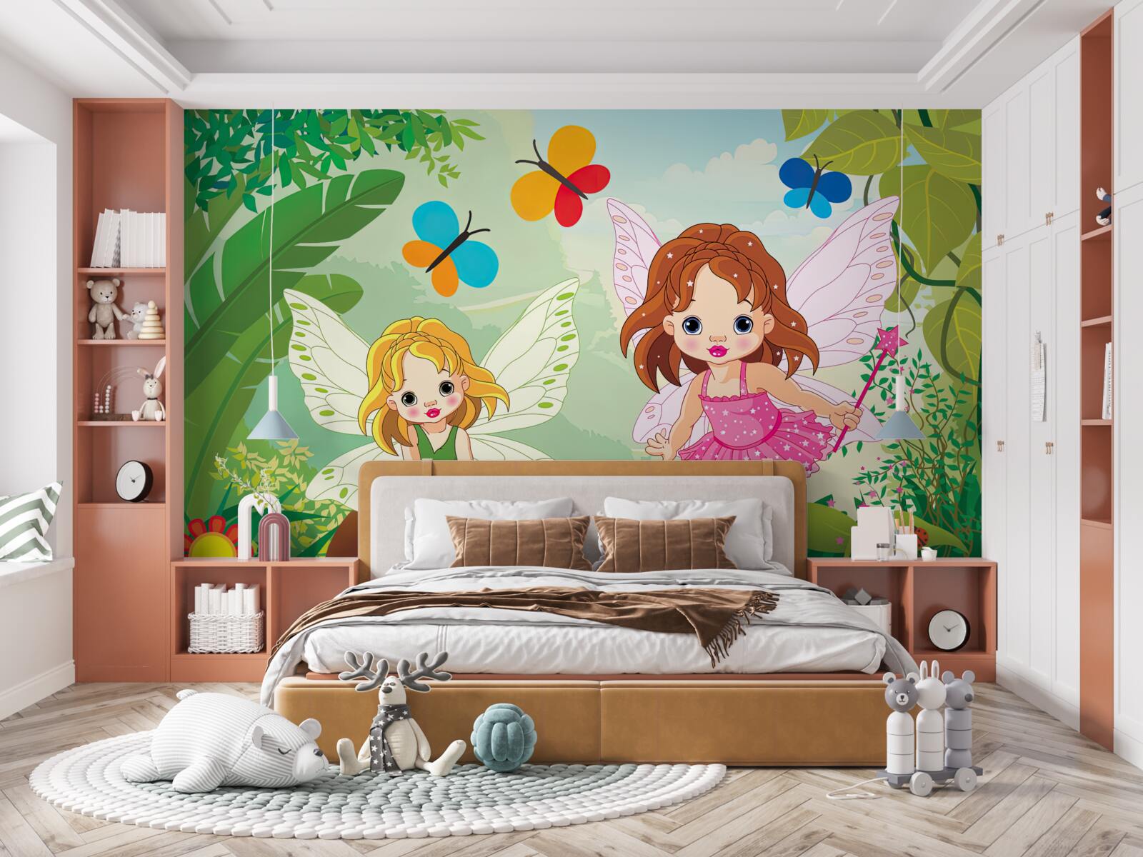 Fotobehang feeënmeisjes in het bos