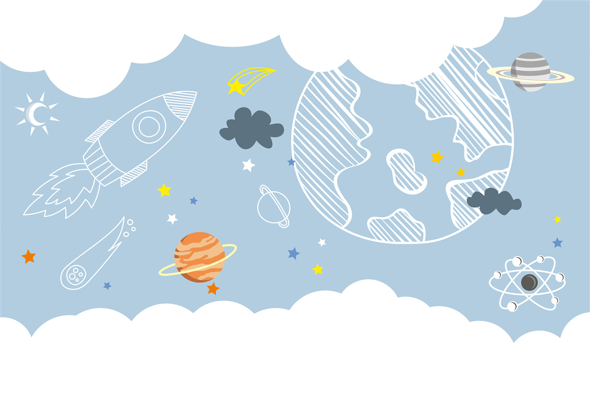 Fotobehang afbeelding van ruimte op een blauwe achtergrond