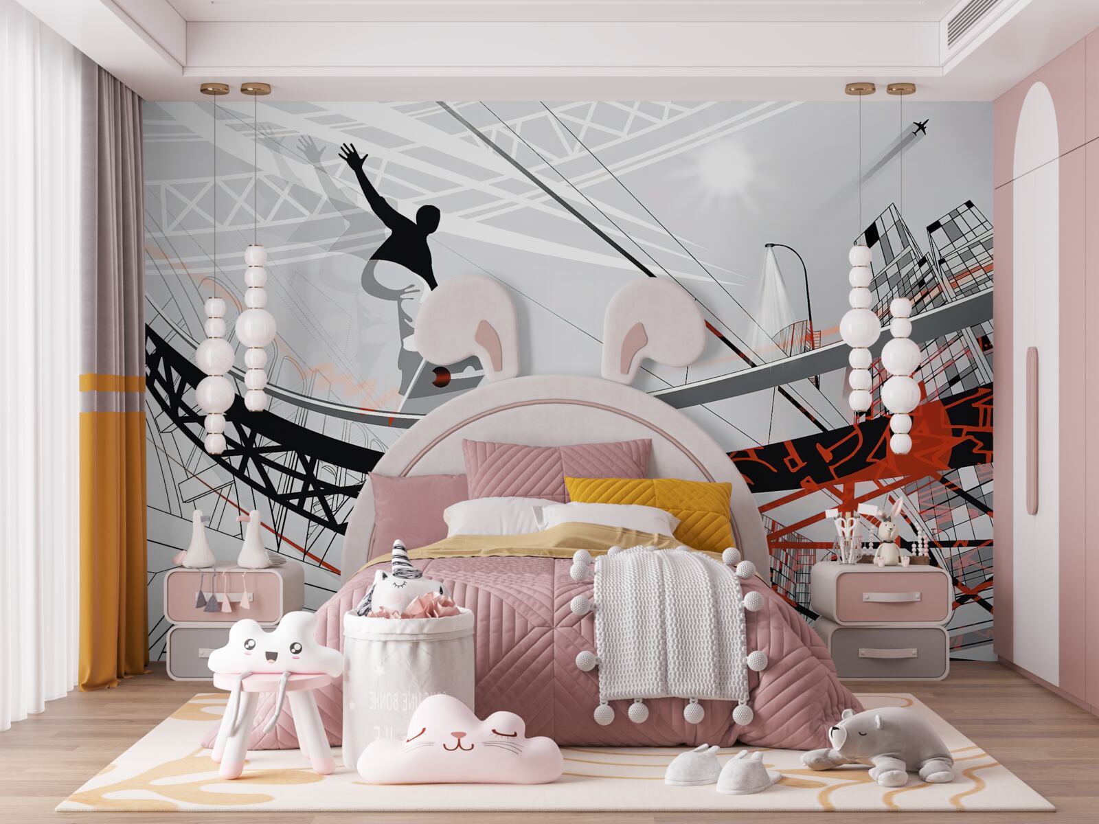 Fotobehang jonge man skateboardend