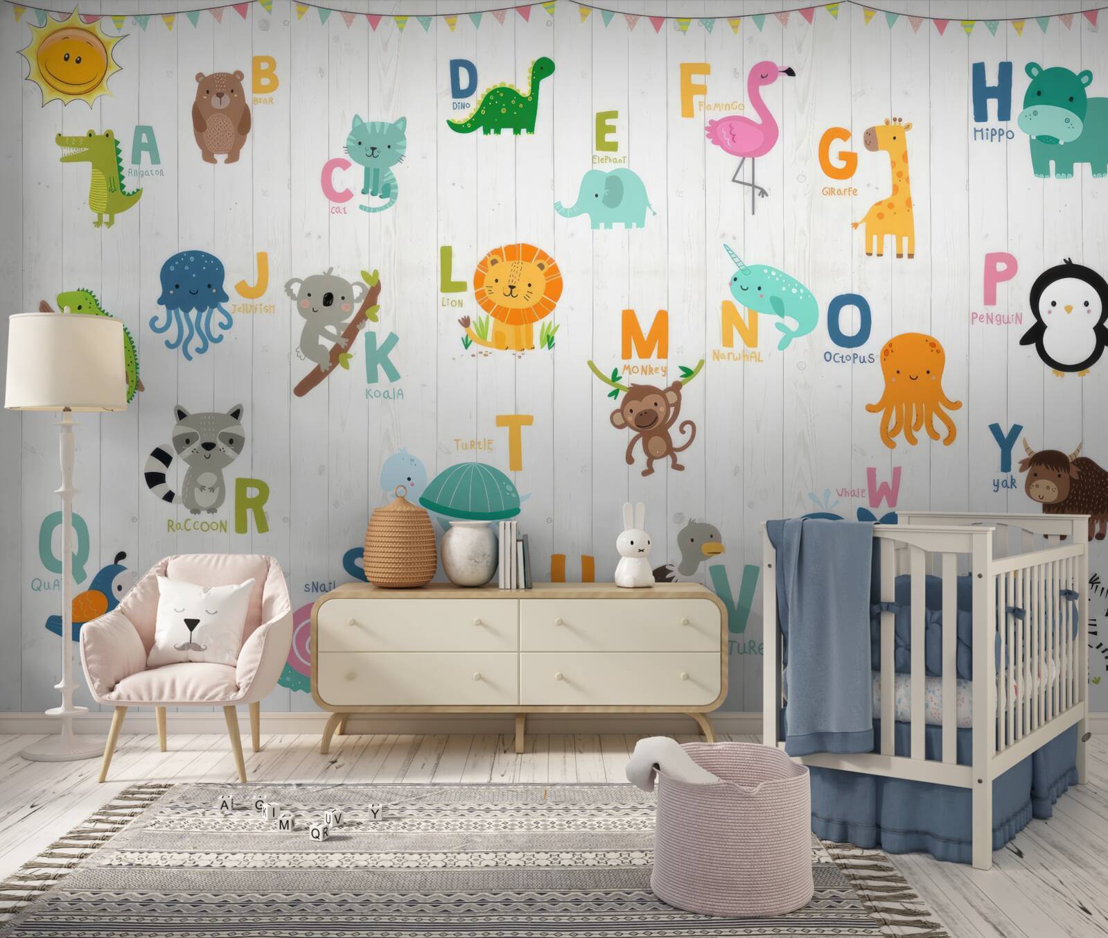 Fotobehang alfabet met afbeeldingen van dieren