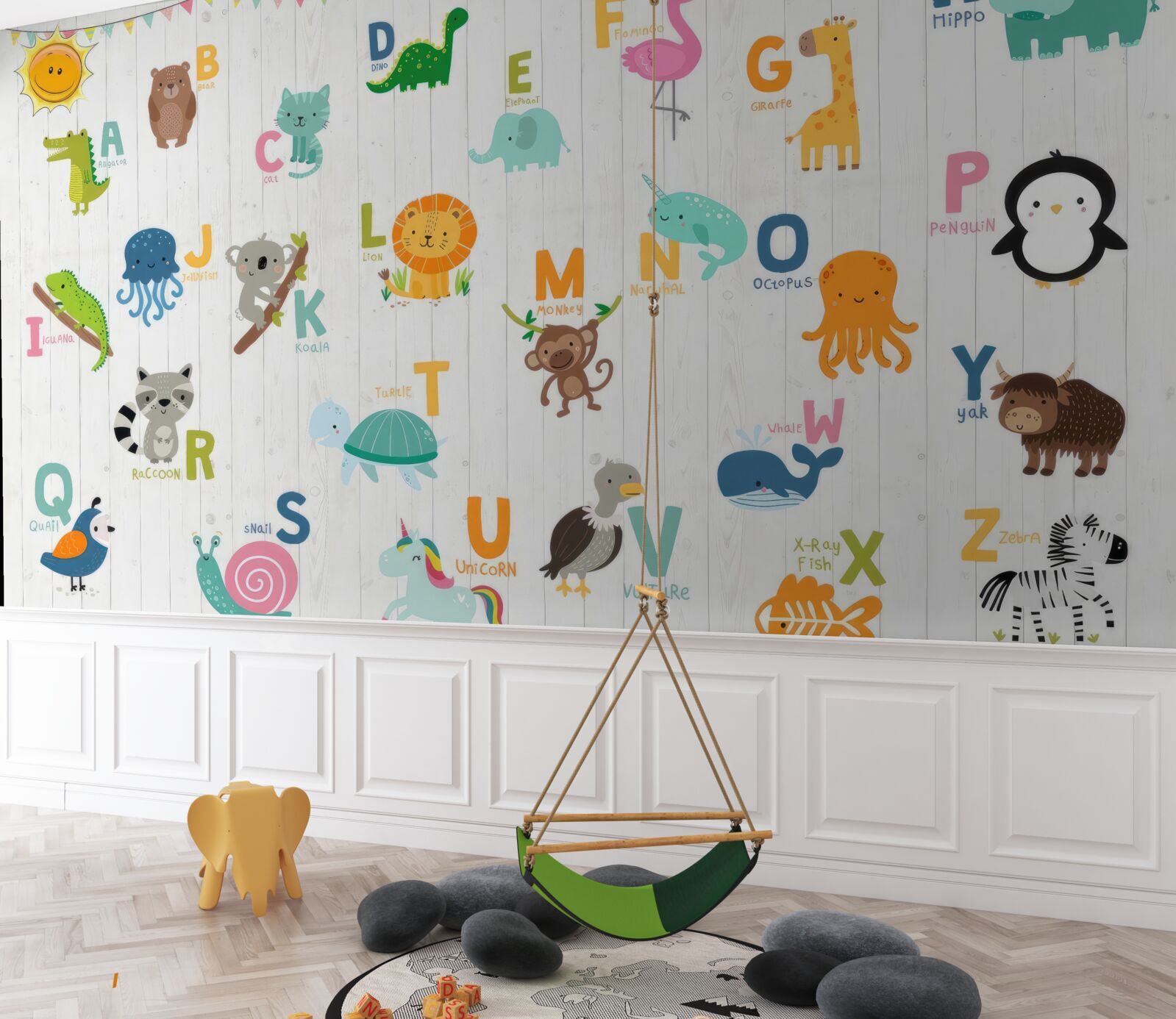 Fotobehang alfabet met afbeeldingen van dieren