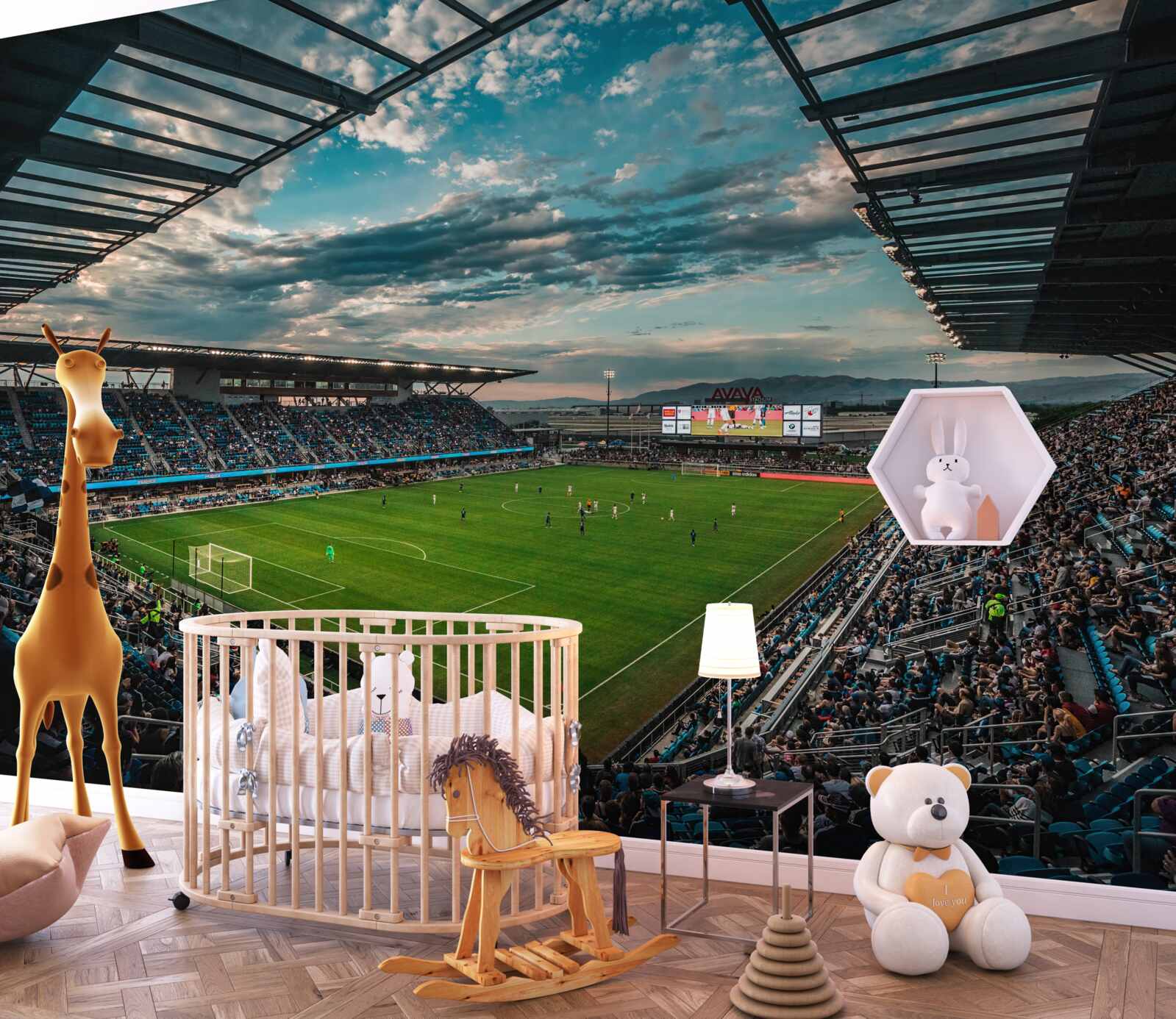 Fotobehang wedstrijd in de voetbalarena