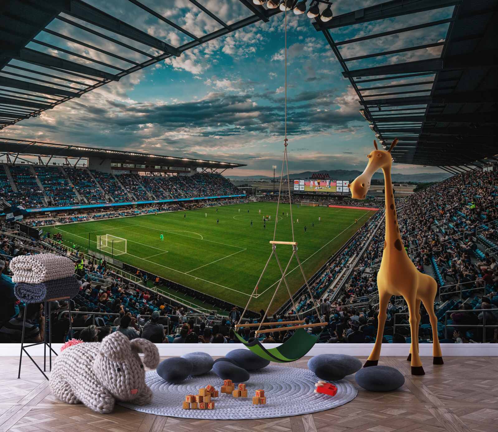 Fotobehang wedstrijd in de voetbalarena