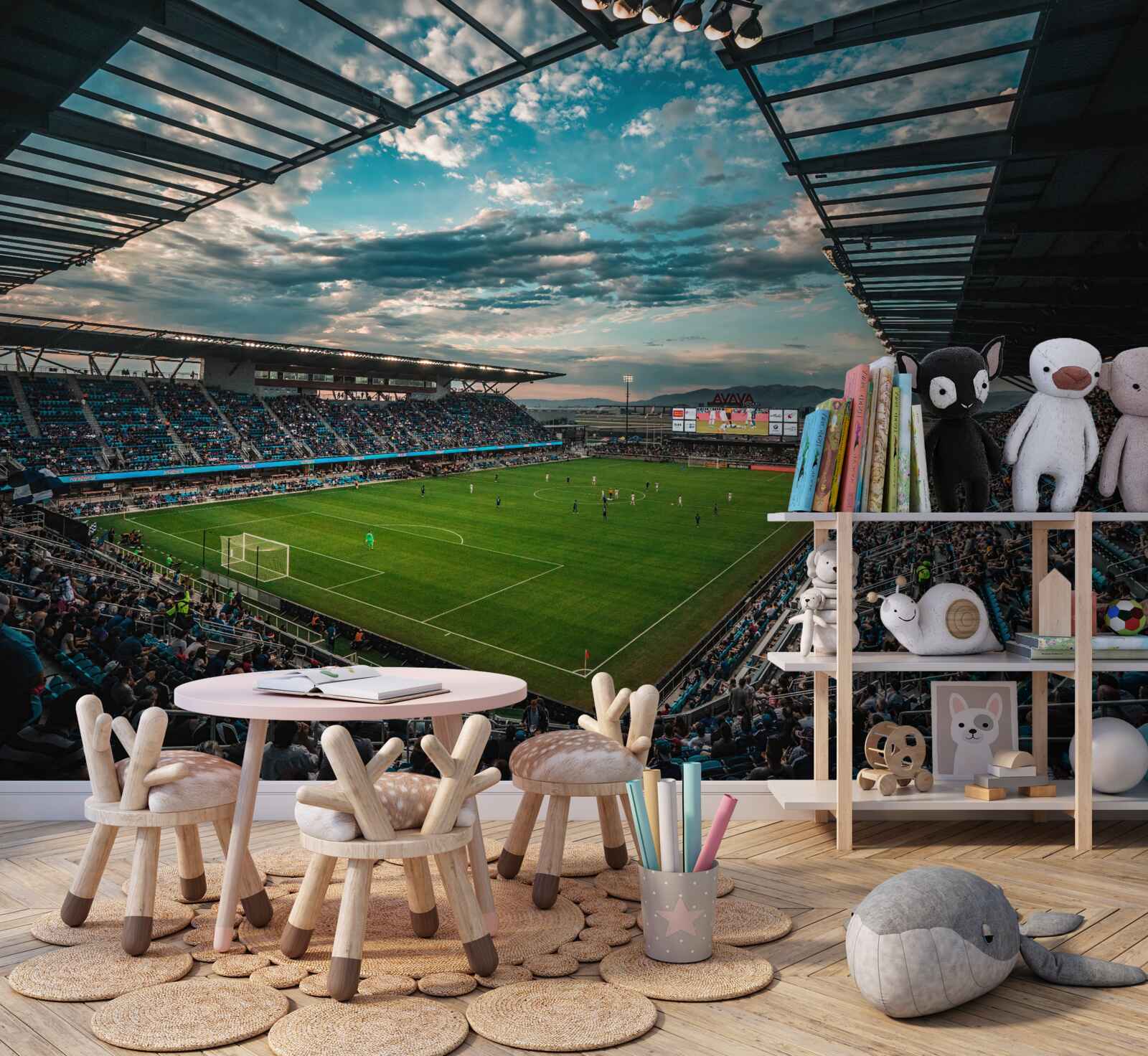 Fotobehang wedstrijd in de voetbalarena