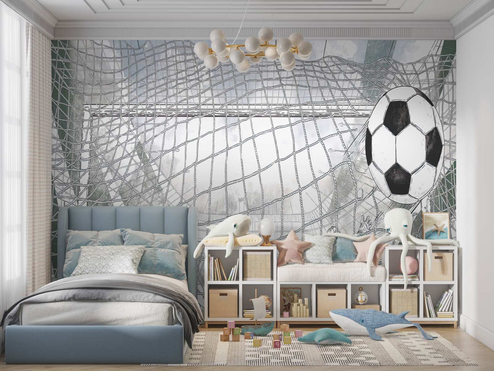 Fotobehang Overzichten van spelers op het veld