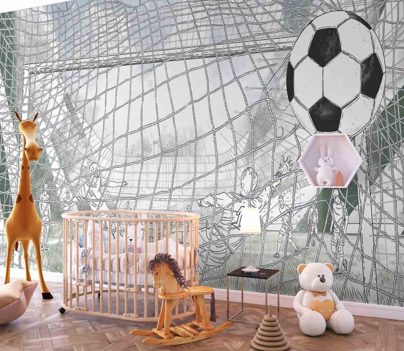 Fotobehang Overzichten van spelers op het veld