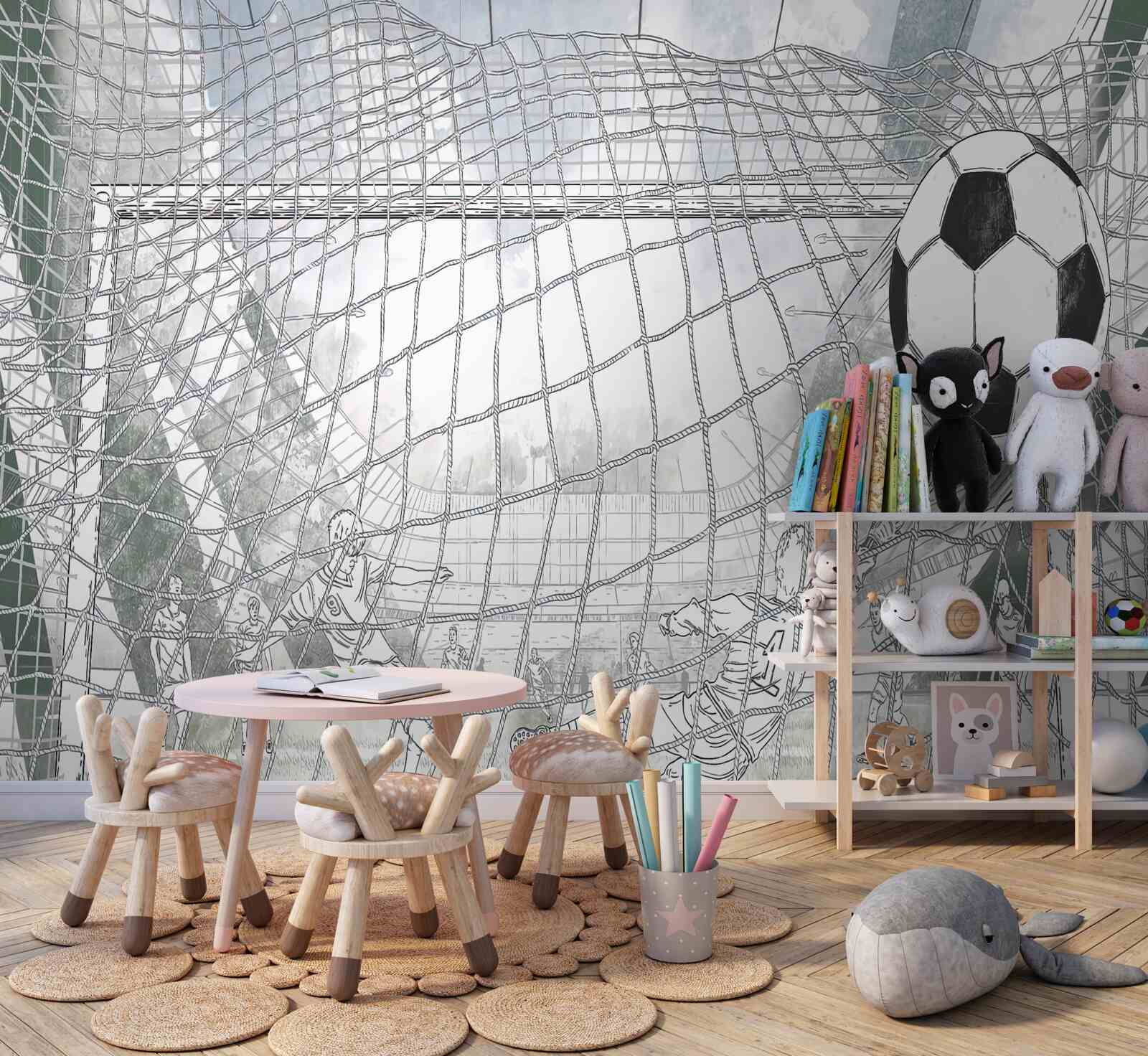 Fotobehang Overzichten van spelers op het veld