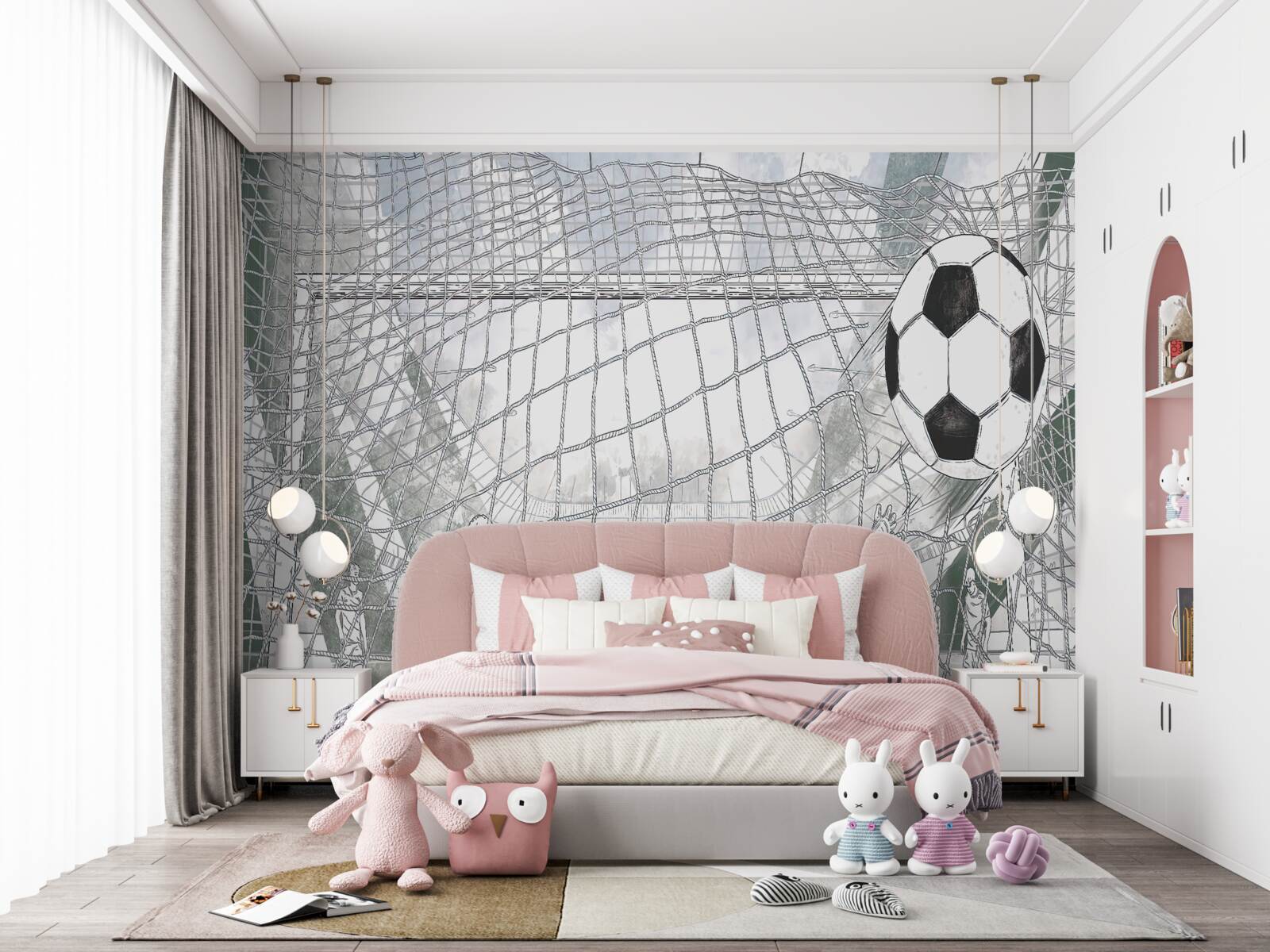 Fotobehang Overzichten van spelers op het veld