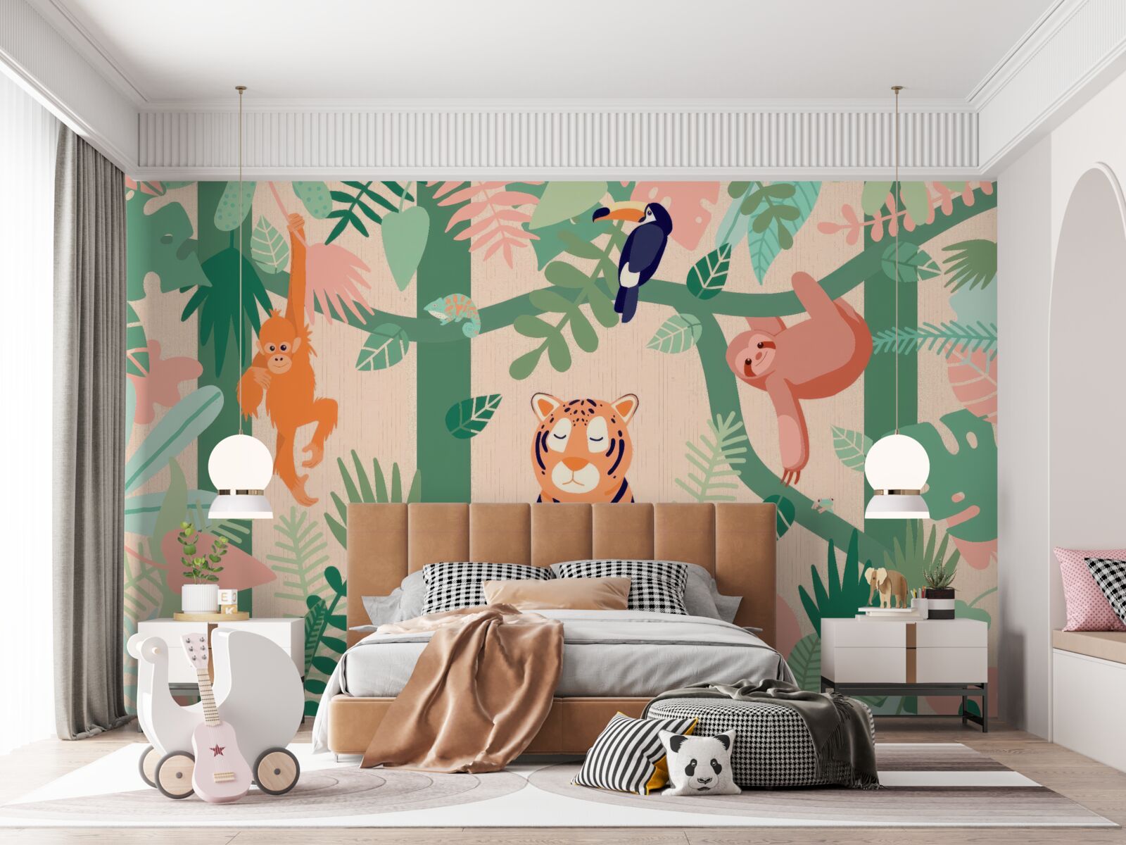 Fotobehang dieren spelen in de jungle